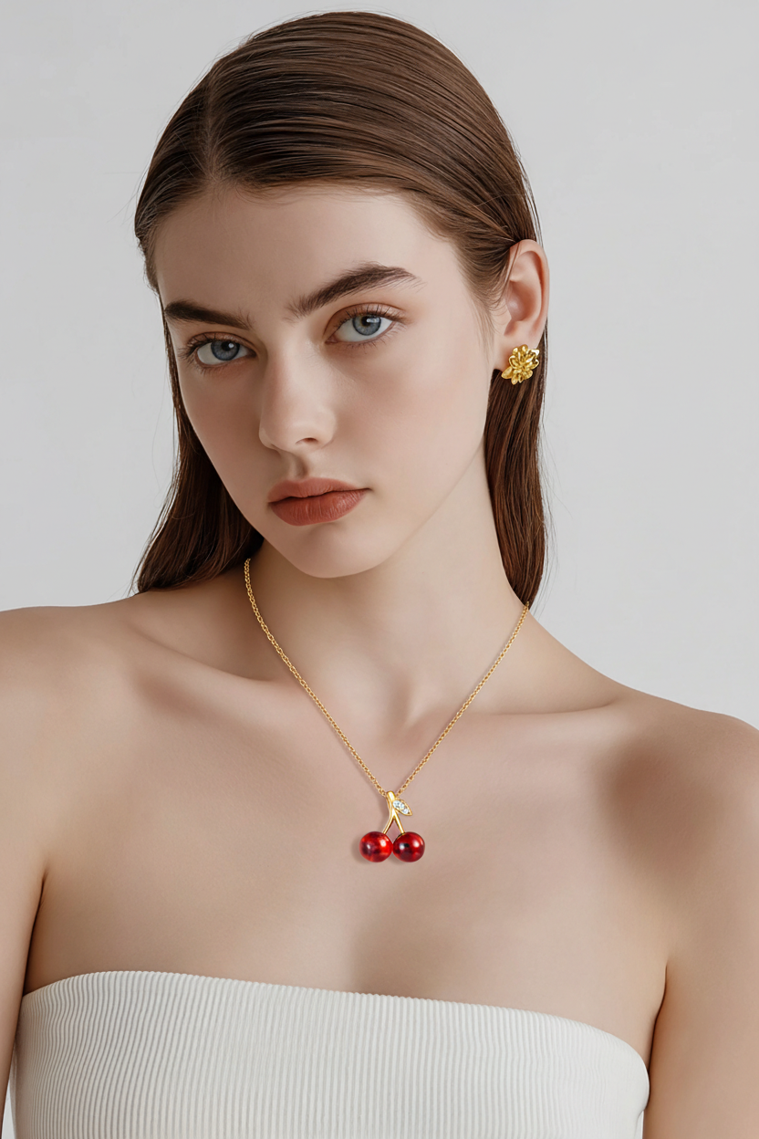 Saga Cherry Necklace | Water-Proof, Hypoallergenic, Tarnish-Free Necklaces