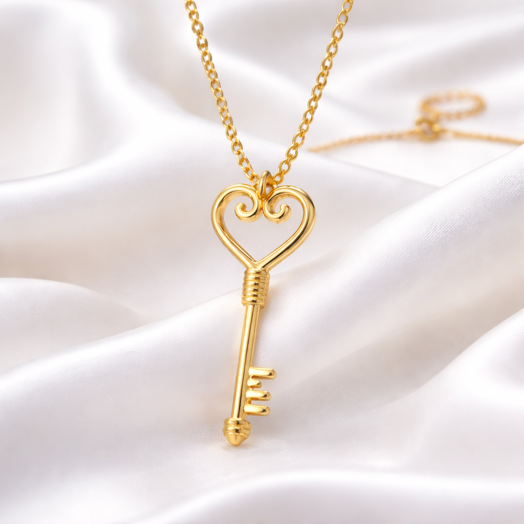 Amour Key Pendant Necklace | Water-Proof, Hypoallergenic, Tarnish-Free Necklace