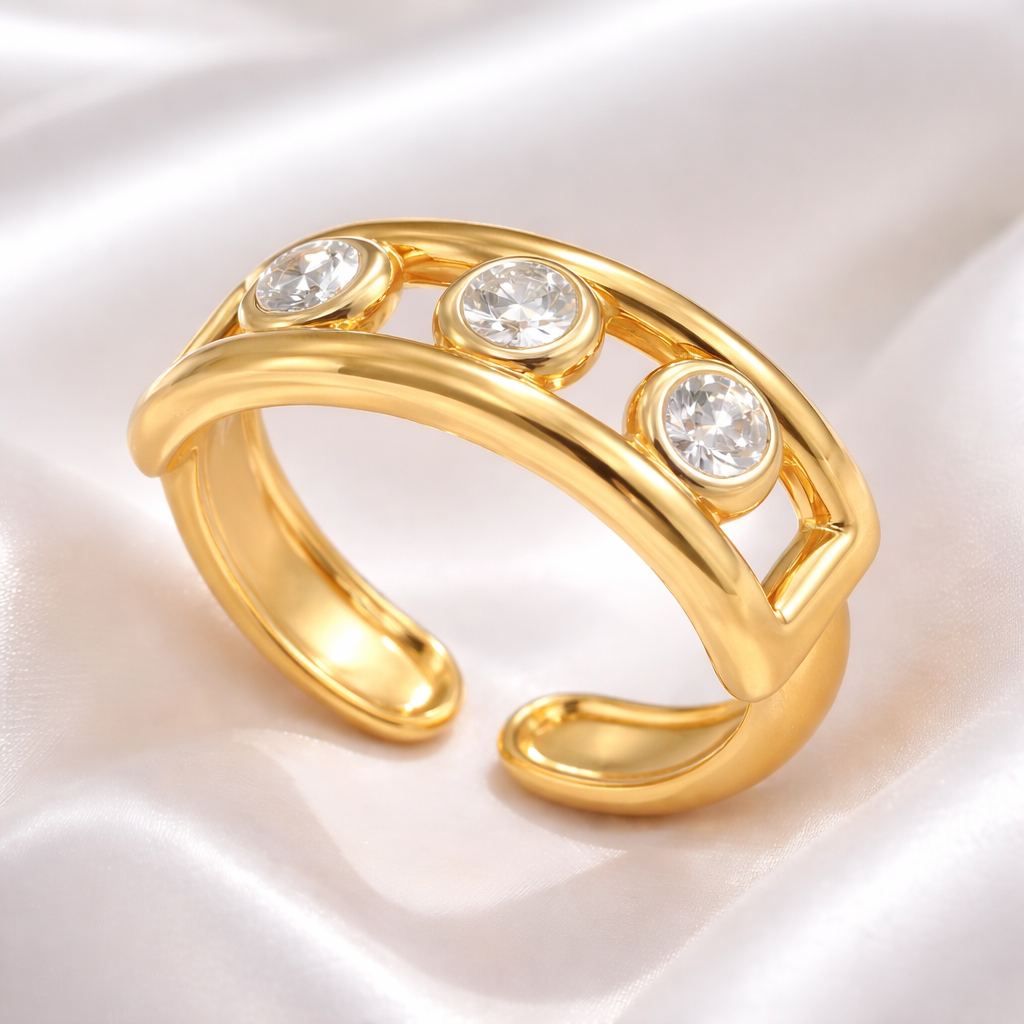Diana Bezel Open Ring | Water-Proof, Hypoallergenic, Tarnish-Free Ring