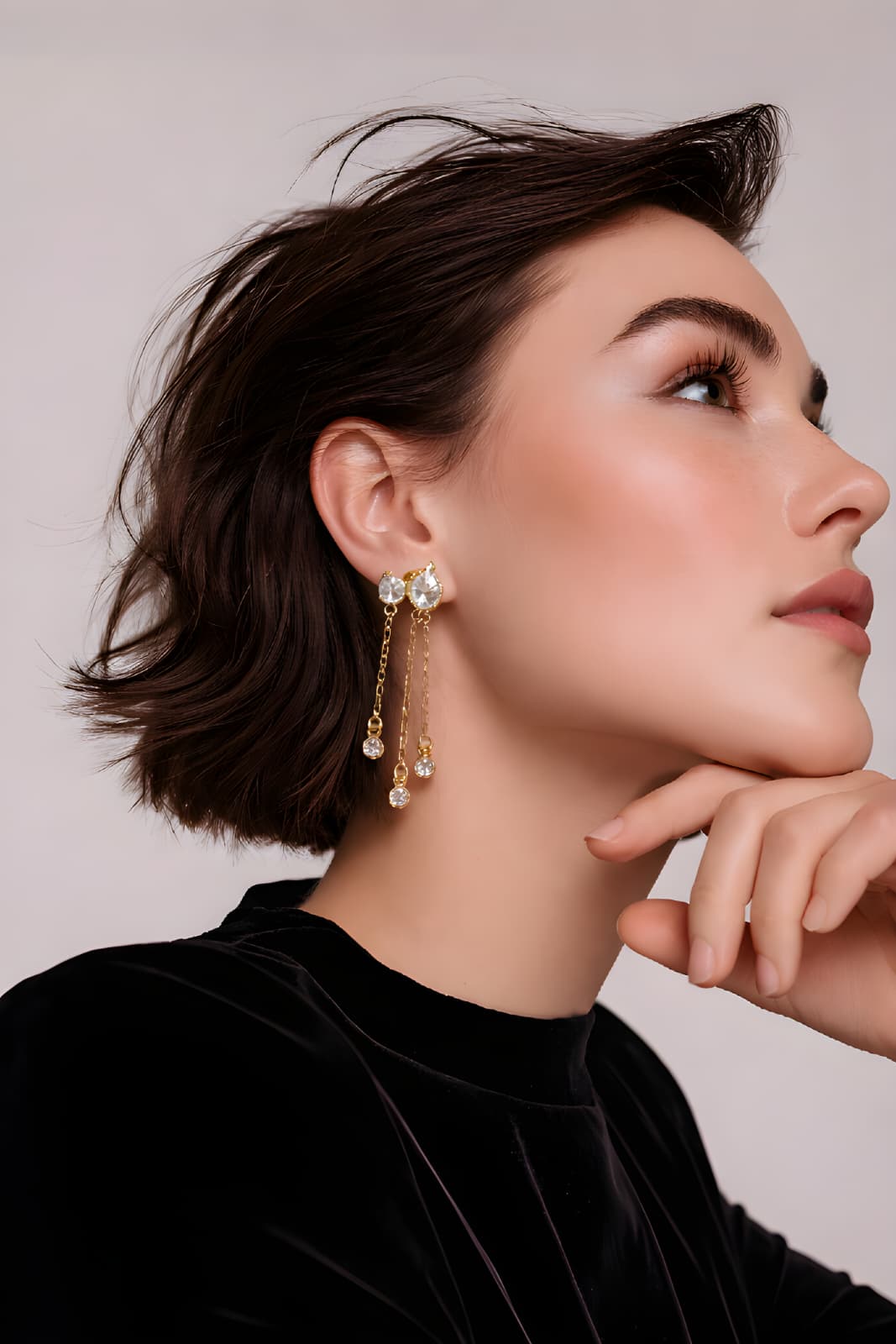 Nova Drape Crystal Chain Earrings | Water-Proof, Hypoallergenic, Tarnish-Free Earrings