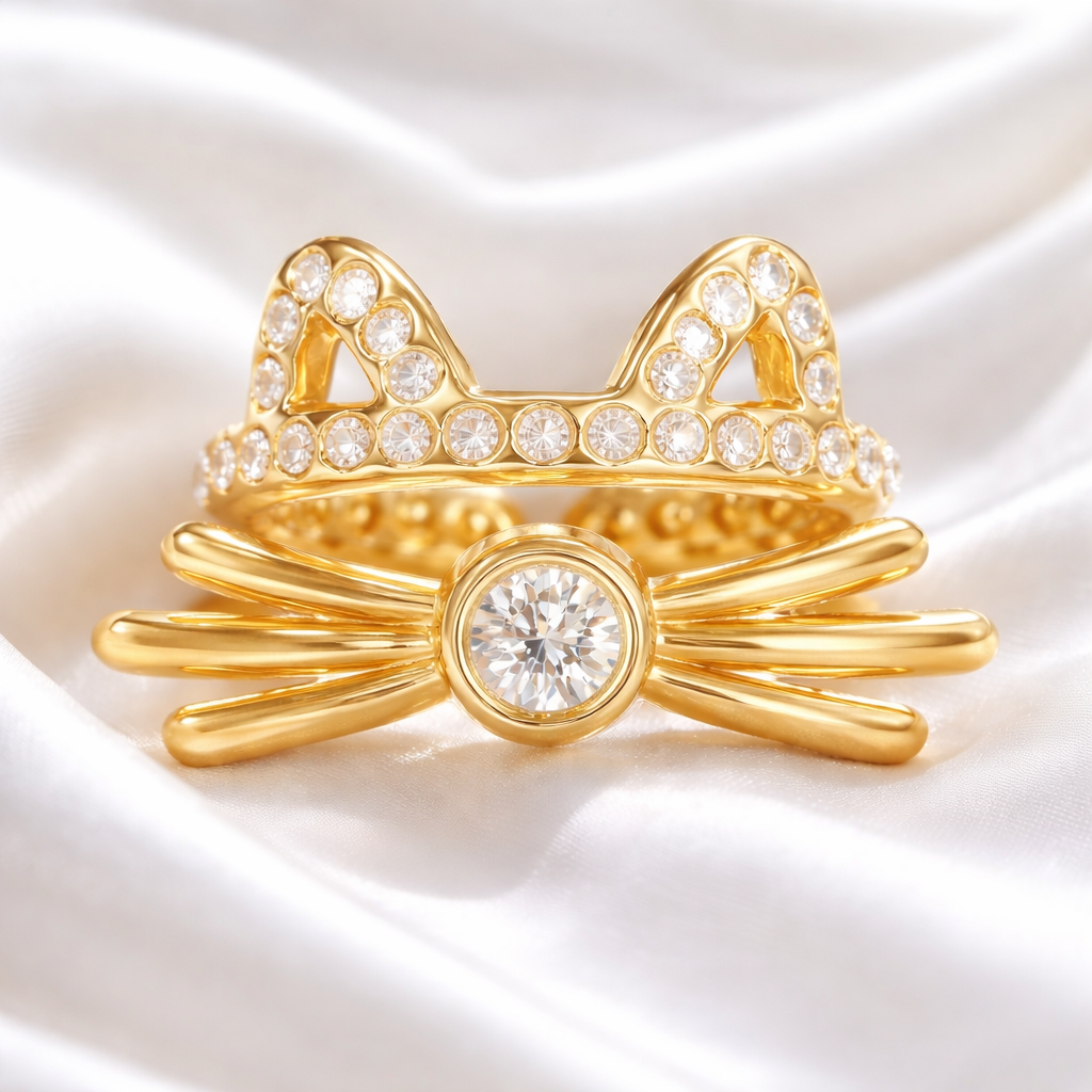 Meow Glow Stack Ring Set | Water-Proof, Hypoallergenic, Tarnish-Free Ring